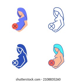 Abortion icon set in flat and line style. Pregnancy loss symbol. Vector illustration.