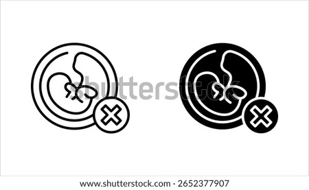 Abortion icon set. Pregnancy loss symbol. Pregnancy miscarriage, infant loss. Birth control, womb baby. vector illustration on white background