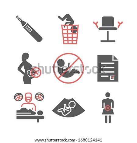 Abortion icons set. Vector signs for web graphics.