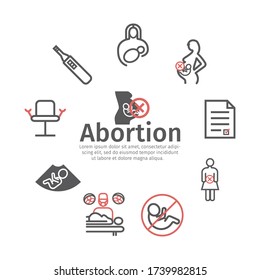 Abortion line icons set. Banner. Vector signs for web graphics.