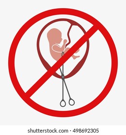 Abortion Is Personal Decision. Embryo with scissors. Flat vector illustration. Abortion sign, Abortion illustration, Abortion icon, Abortion isolated, Abortion image, Abortion vector