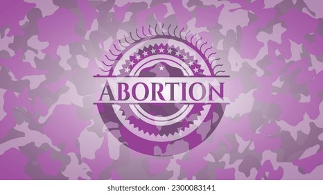 Abortion pink on camo pattern. Vector Illustration. Detailed. 