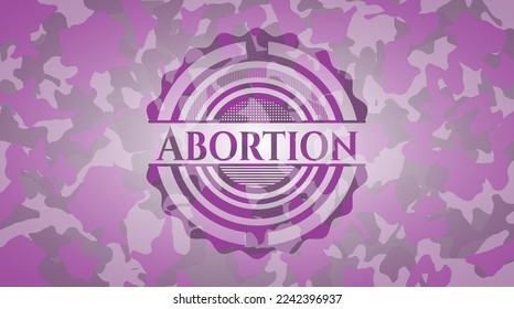 Abortion pink and purple camouflaged emblem. Vector Illustration. Detailed. 