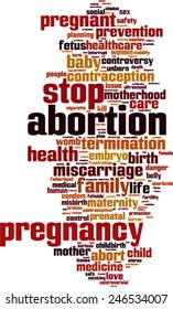 Abortion word cloud concept. Vector illustration