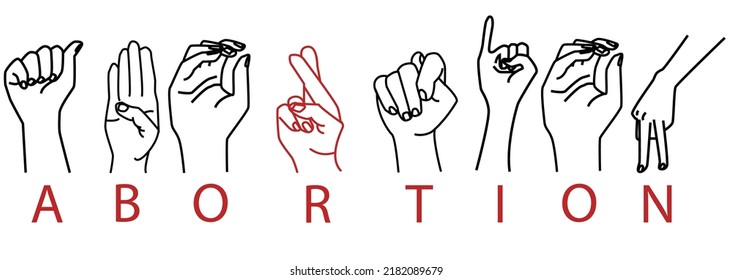 "Abortion" written in sign language on the white background