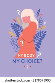 Abortions rights poster concept in flat style. 