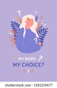 Abortions rights poster concept in flat style. 