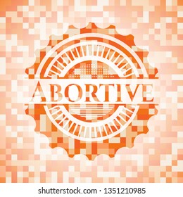 Abortive abstract emblem, orange mosaic background