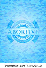 Abortive sky blue emblem with mosaic background
