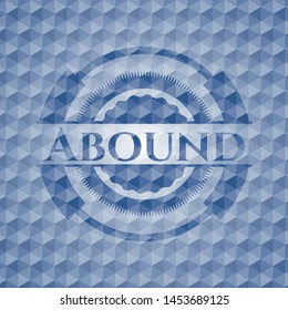 Abound blue badge with geometric pattern background. Vector Illustration. Detailed.