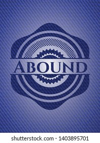 Abound emblem with jean background. Vector Illustration. Detailed.