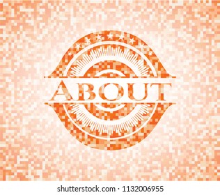 About abstract orange mosaic emblem with background