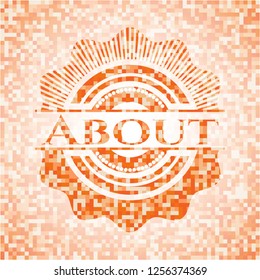 About abstract orange mosaic emblem with background