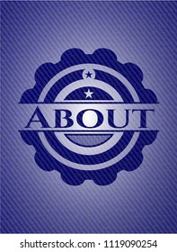 About badge with denim texture