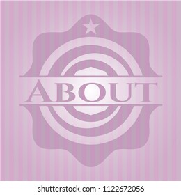 About badge with pink background