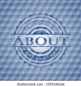 About blue polygonal badge. Vector Illustration. Detailed.
