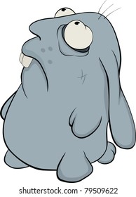 About a blue rabbit. Cartoon