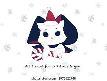 About cats celebrating Christmas Card