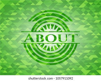 About green emblem. Mosaic background