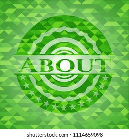 About green emblem with triangle mosaic background