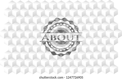 About grey badge with geometric cube white background