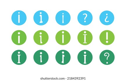 sobre ,help, el icono de información establece colores .Graphic design elemento web. Símbolo de información plana en el botón redondo. Vector