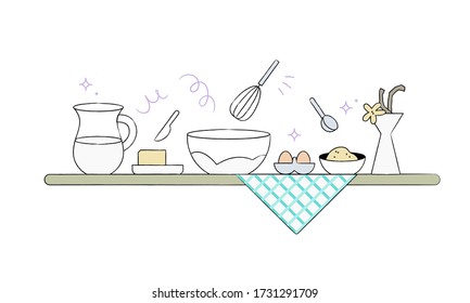 About Homemade Bakery concept design. Character design. Vector flat style illustration.