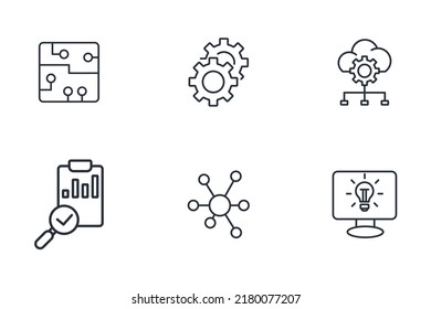 sobre el conjunto de iconos de aprendizaje automático . sobre el símbolo del paquete de aprendizaje automático elementos vectores para la web infográfica