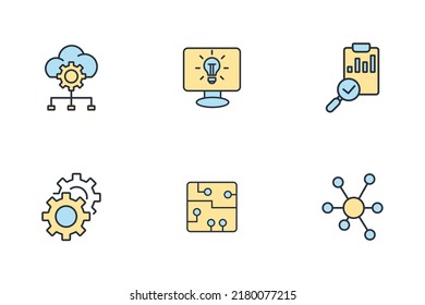 sobre el conjunto de iconos de aprendizaje automático . sobre el símbolo del paquete de aprendizaje automático elementos vectores para la web infográfica