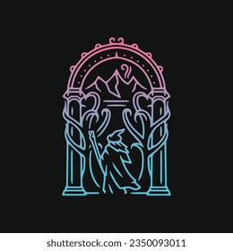 about a magician who is at the gate for a mission or ritual