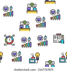 About Me Presentation Vector Seamless Pattern Thin Line Illustration