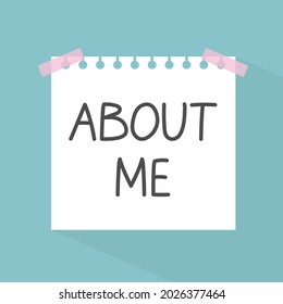 about me written on paper note- vector illustration