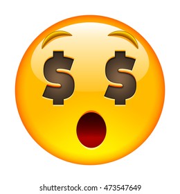 About Money Surprised Face. About Money Surprised Emoji. Smile About Money Surprised Emoticon. Isolated vector illustration on white background