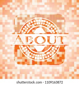  About orange mosaic emblem with background