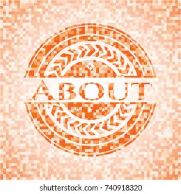 About orange mosaic emblem with background