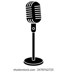 About standing vintage microphone illustration 