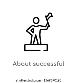 about successful man vector line icon. Simple element illustration. about successful man outline icon from user interface concept. Can be used for web and mobile