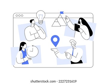 About us abstract concept vector illustration. Website menu, company information, corporate history and philosophy, starting web page, who we are, UI element, business profile abstract metaphor.