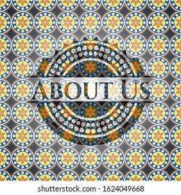 About Us arabesque badge. arabic decoration.