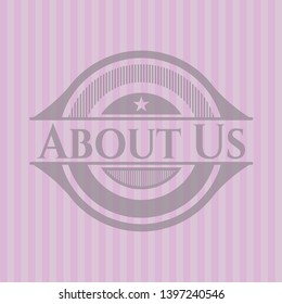 About Us badge with pink background. Vector Illustration. Detailed.