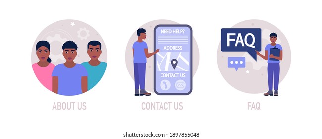 About us, contact us, FAQ concept. Vector icon for website information. Colorful flat illustration