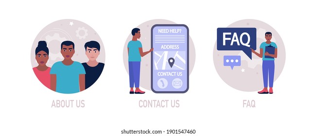 About us, contact us, FAQ concept. Vector icon for website information. Colorful flat illustration