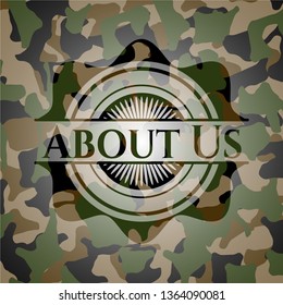 About Us on camo pattern