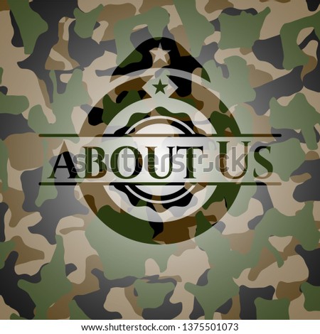 About Us on camouflage texture