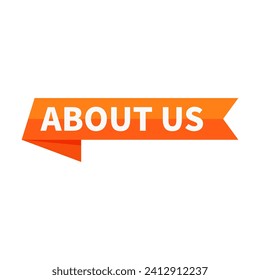 About Us Orange Ribbon Rectangle Shape For Information Detail Explain Purpose
