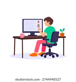 About Us Page, telling brand story and values, Flat vector character illustration