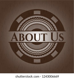 About Us retro wood emblem