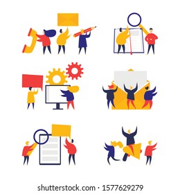About us, team, information. Flat style vector illustration.