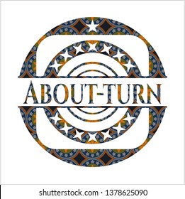 About-turn arabic badge. Arabesque decoration.