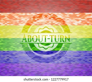 About-turn on mosaic background with the colors of the LGBT flag